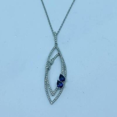 0.87 Carat Diamond Sapphire Necklace