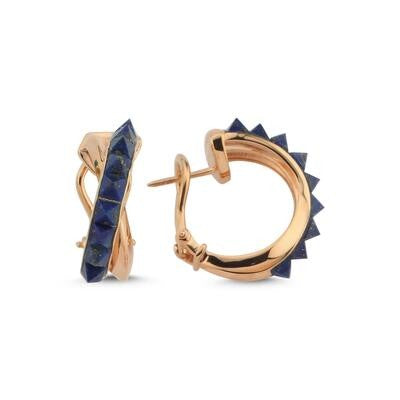 Black Stone-Set Italian Rose Gold Earrings Secondary image