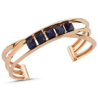 Lapis Stone-Set Rose Gold Bracelet Bangle Secondary image