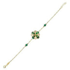 Green White Mother-of-Pearl Floral Gold Bracelet