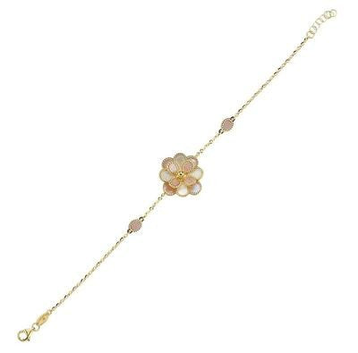 Pink White Mother-of-Pearl Rosella Gold Bracelet