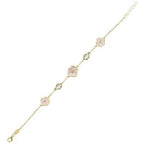 Reversible Pink White Mother-of-Pearl Gold Bracelet