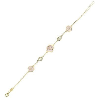 Reversible Pink White Mother-of-Pearl Gold Bracelet