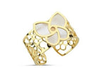 Mother-of-Pearl White Floral Italian Gold Ring