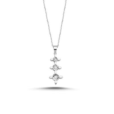 0.06 Carat Diamond Three Stone Necklace