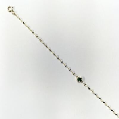 Round Green Stone-Set Gold Bracelet