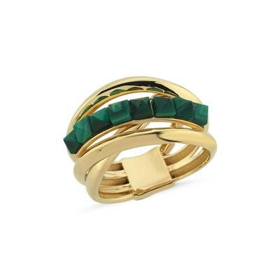 Green Stone-Set Italian Gold Ring Secondary image
