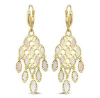 Pink White Mother-of-Pearl Wind Gold Earrings
