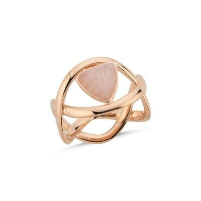 Stone-Set Geometric Italian Rose Gold Ring Secondary image