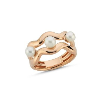 White Pearl Italian Rose Gold Ring