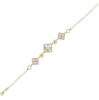 Reversible Pink White Mother-of-Pearl Gold Bracelet