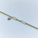 8K Drop Heart Paperclip Gold Bracelet