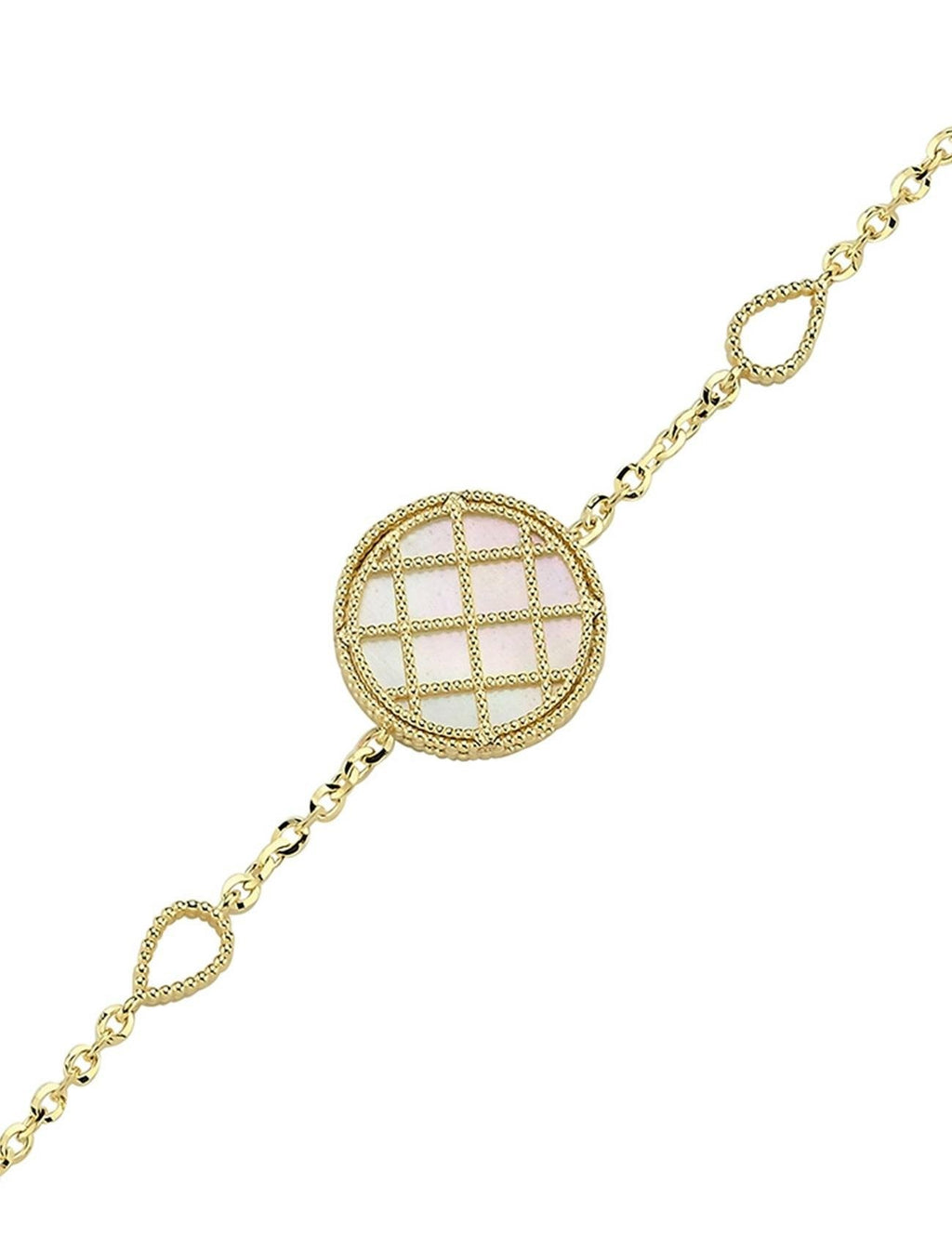 Reversible Blue White Mother-of-Pearl Gold Bracelet