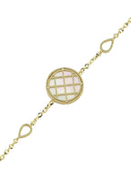 Reversible Blue White Mother-of-Pearl Gold Bracelet