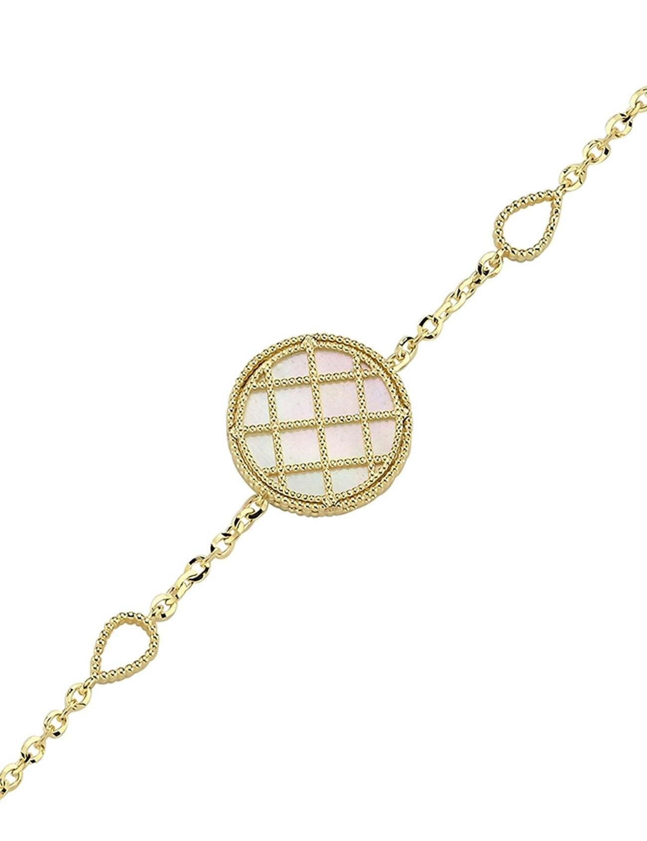 Reversible Blue White Mother-of-Pearl Gold Bracelet