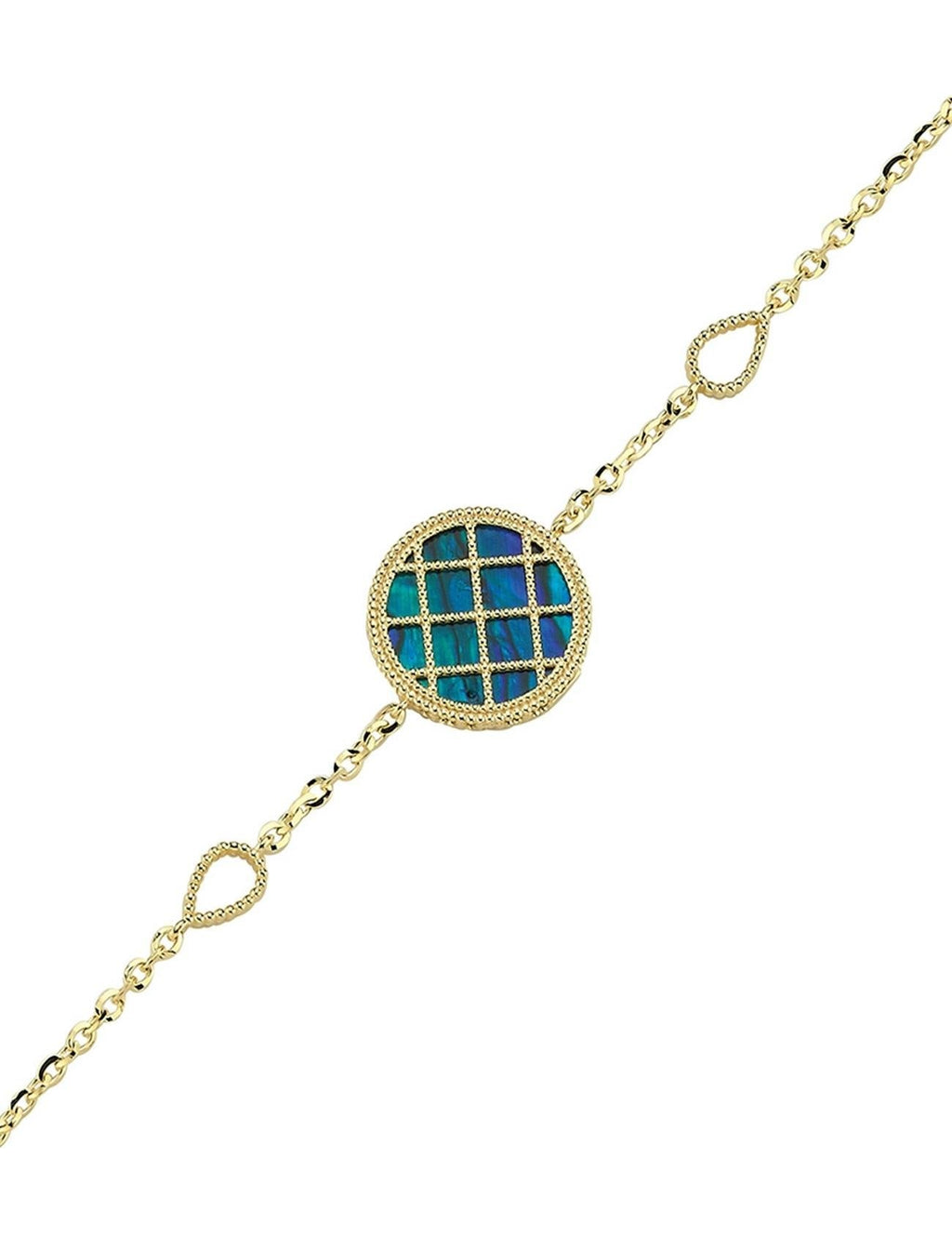 Reversible Blue White Mother-of-Pearl Gold Bracelet