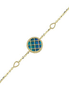 Reversible Blue White Mother-of-Pearl Gold Bracelet