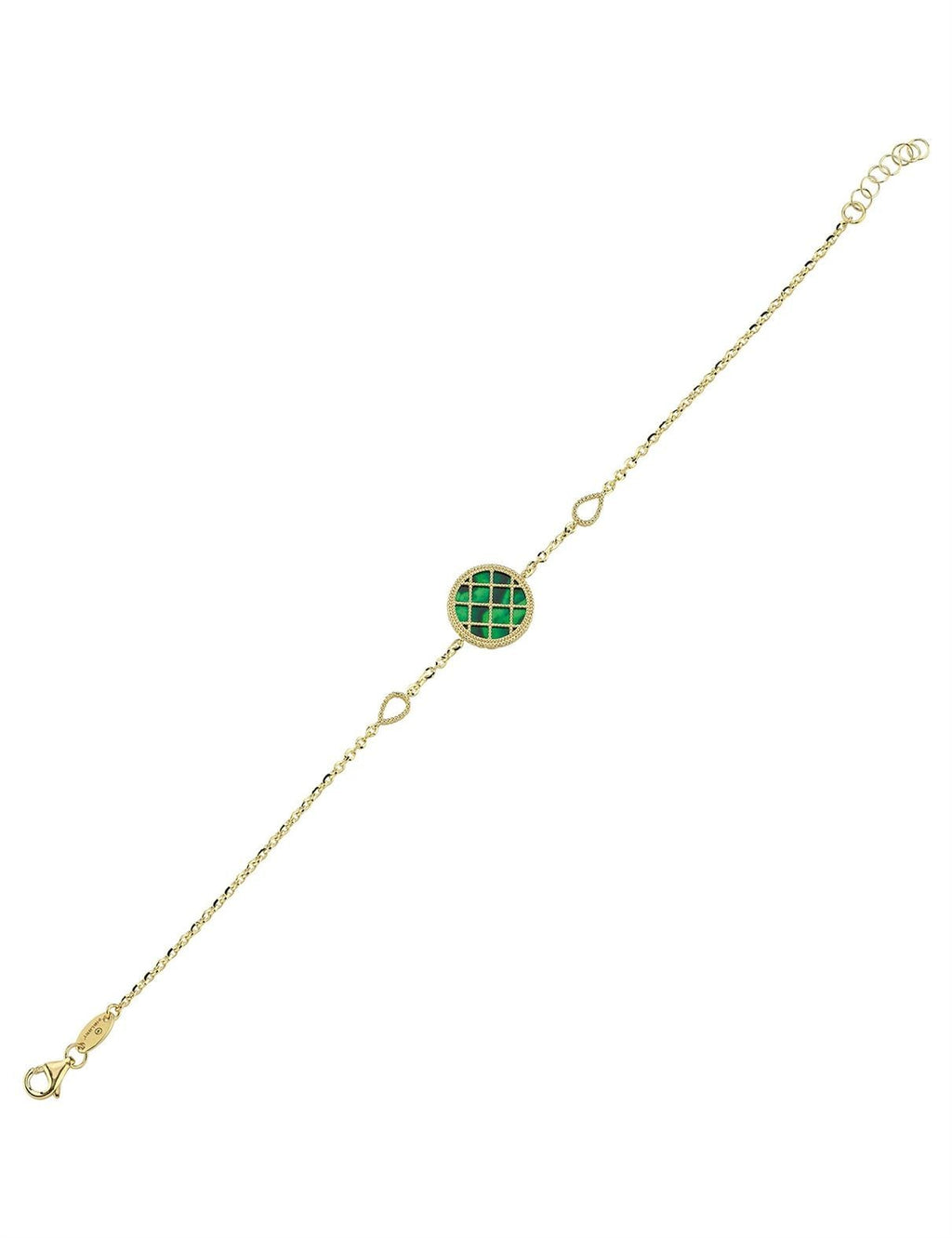 Reversible Green White Mother-of-Pearl Gold Bracelet