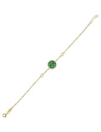 Reversible Green White Mother-of-Pearl Gold Bracelet