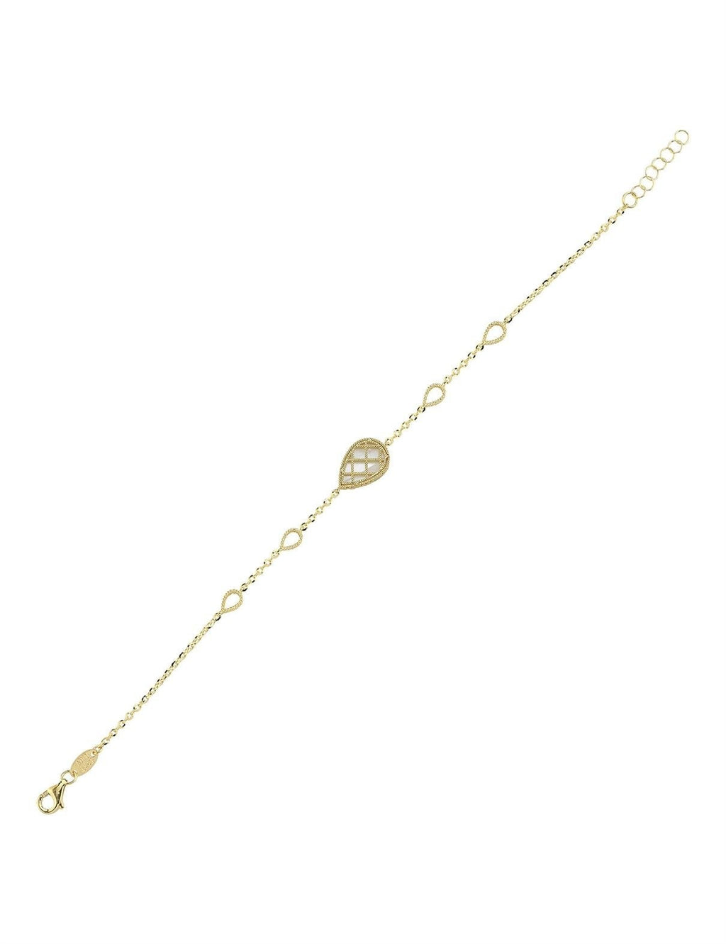 Reversible Pink White Mother-of-Pearl Pear Gold Bracelet