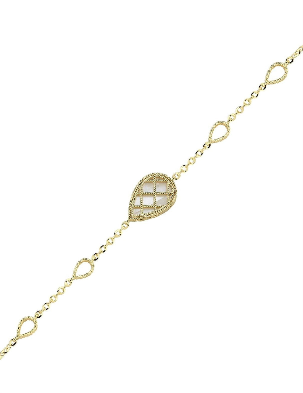 Reversible Pink White Mother-of-Pearl Pear Gold Bracelet