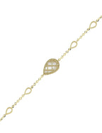 Reversible Pink White Mother-of-Pearl Pear Gold Bracelet