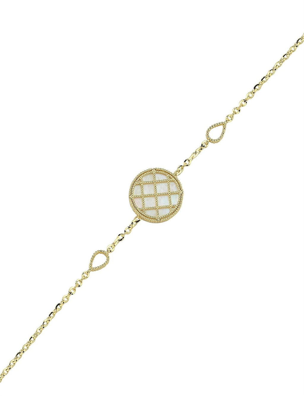 Reversible Green White Mother-of-Pearl Gold Bracelet