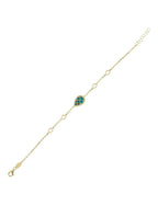 Reversible Blue White Mother-of-Pearl Pear Gold Bracelet