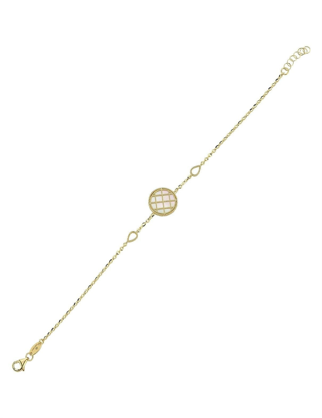 Reversible Blue White Mother-of-Pearl Gold Bracelet