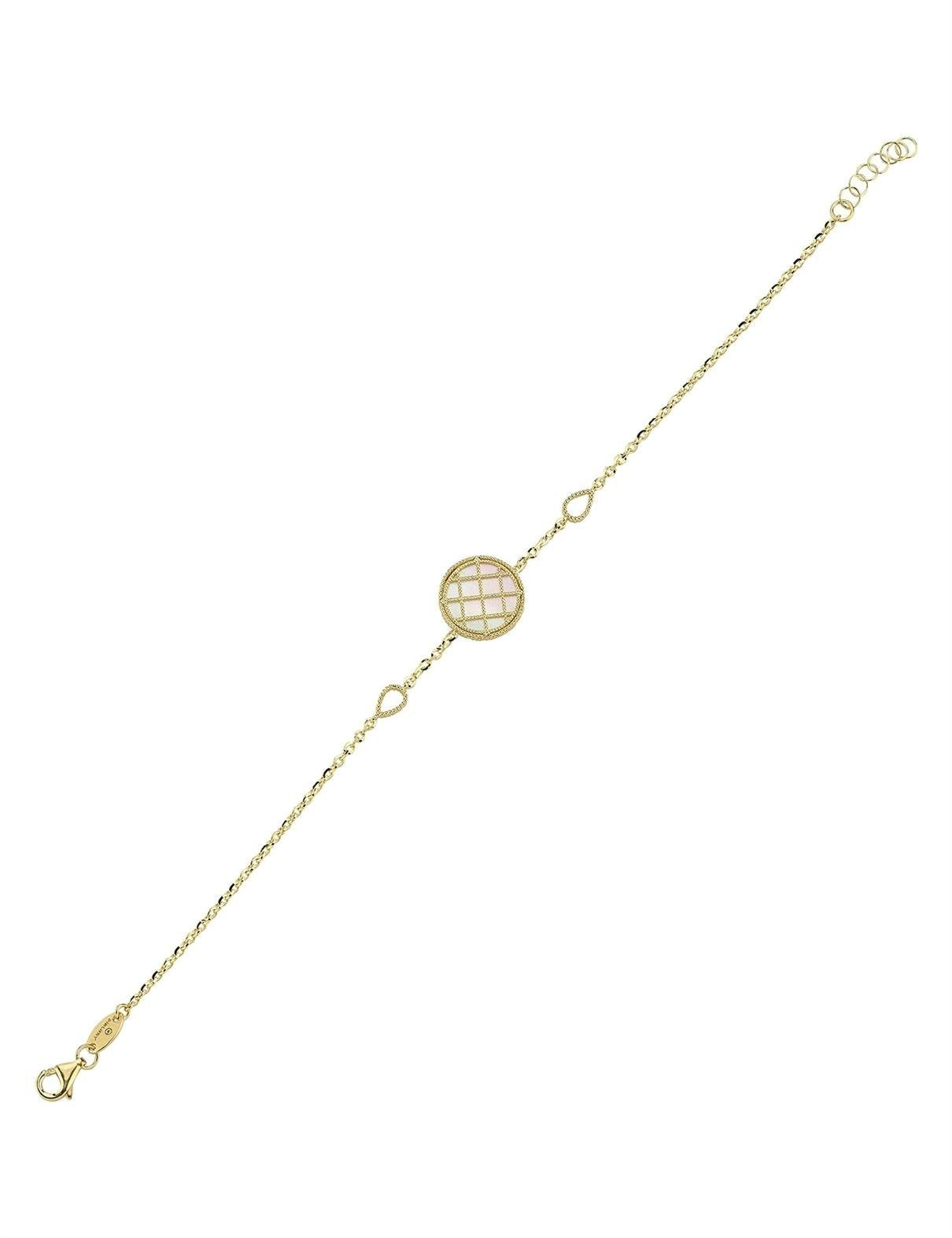 Reversible Blue White Mother-of-Pearl Gold Bracelet