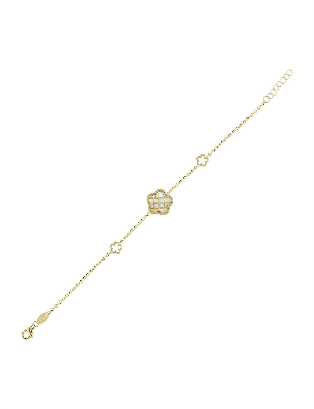 Reversible Pink White Mother-of-Pearl Floral Gold Bracelet