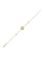 Reversible Pink White Mother-of-Pearl Floral Gold Bracelet