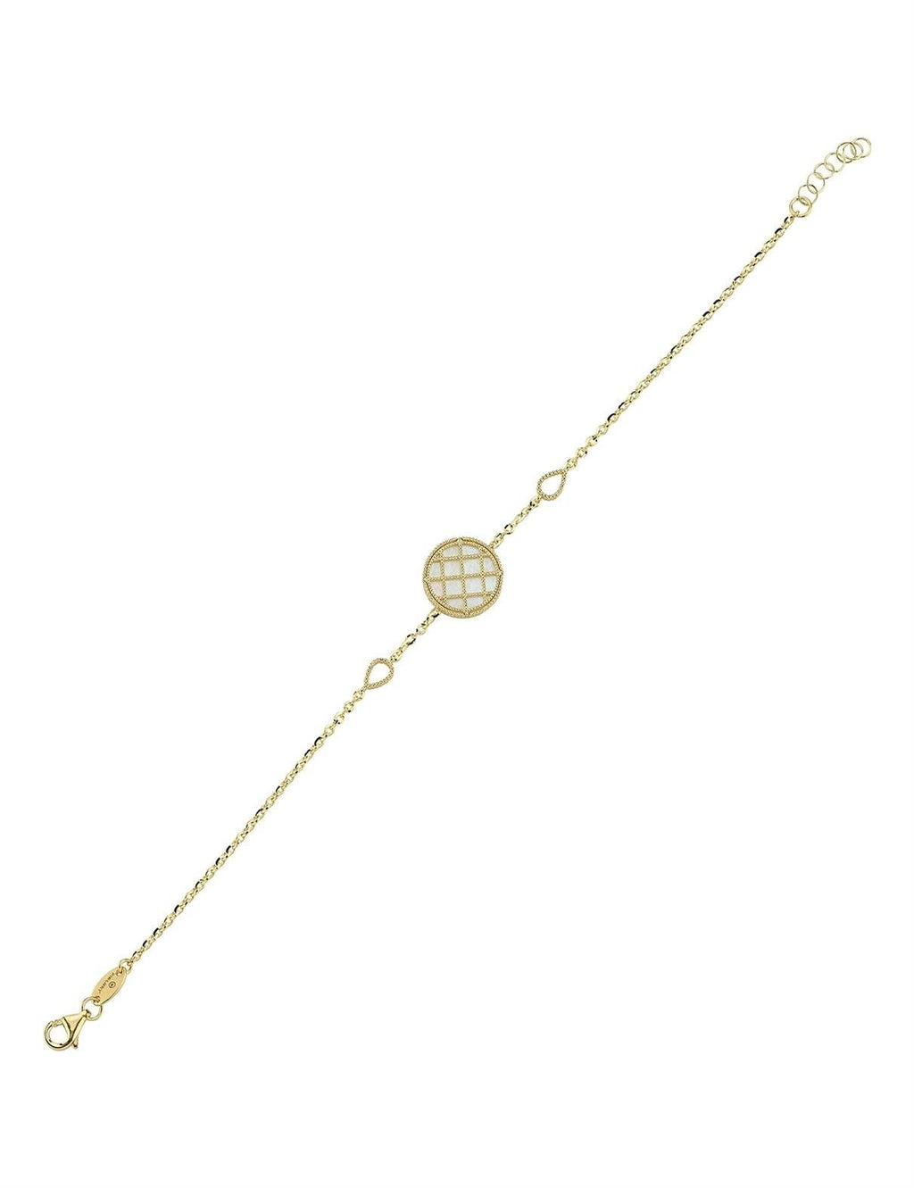 Reversible Green White Mother-of-Pearl Gold Bracelet