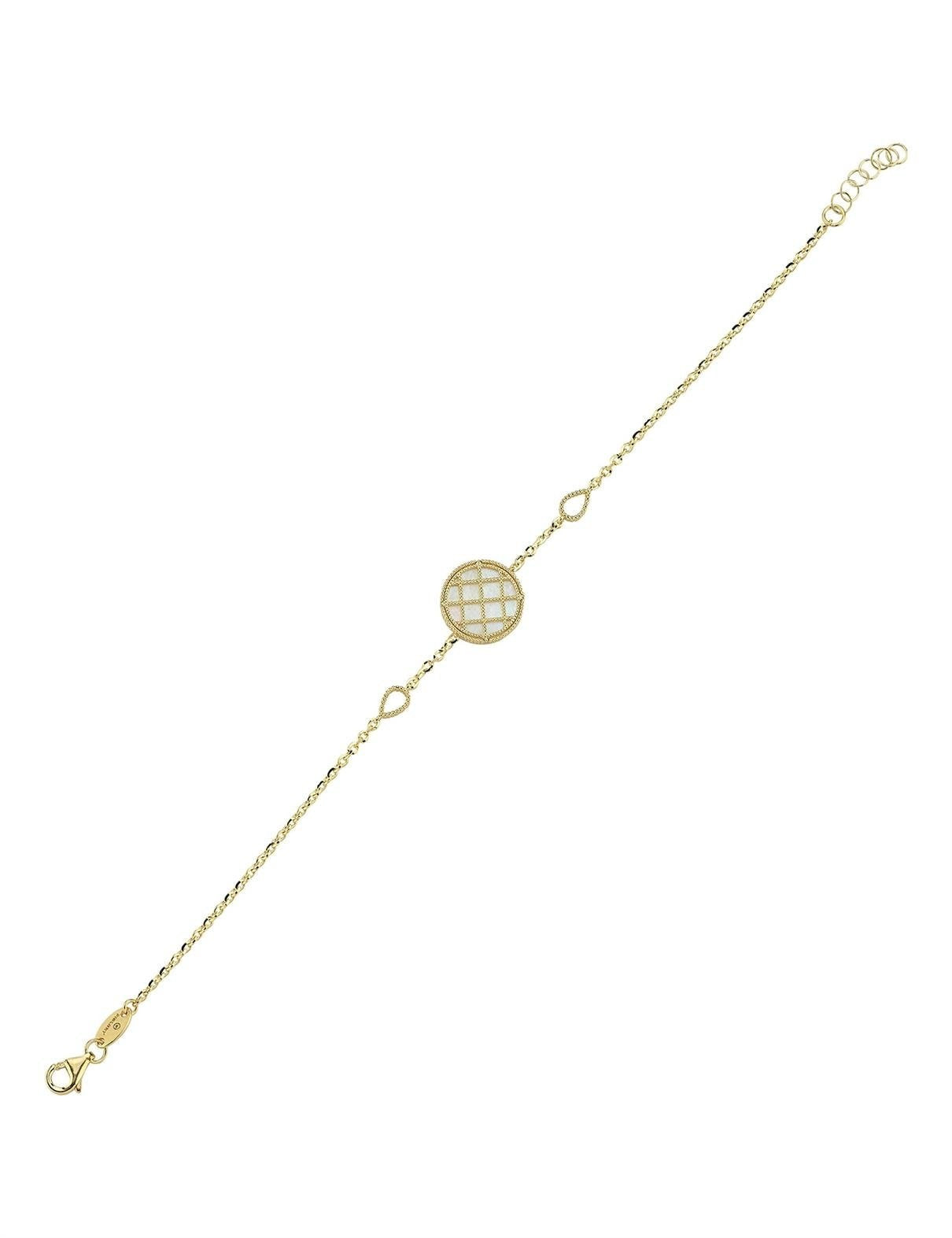 Reversible Green White Mother-of-Pearl Gold Bracelet