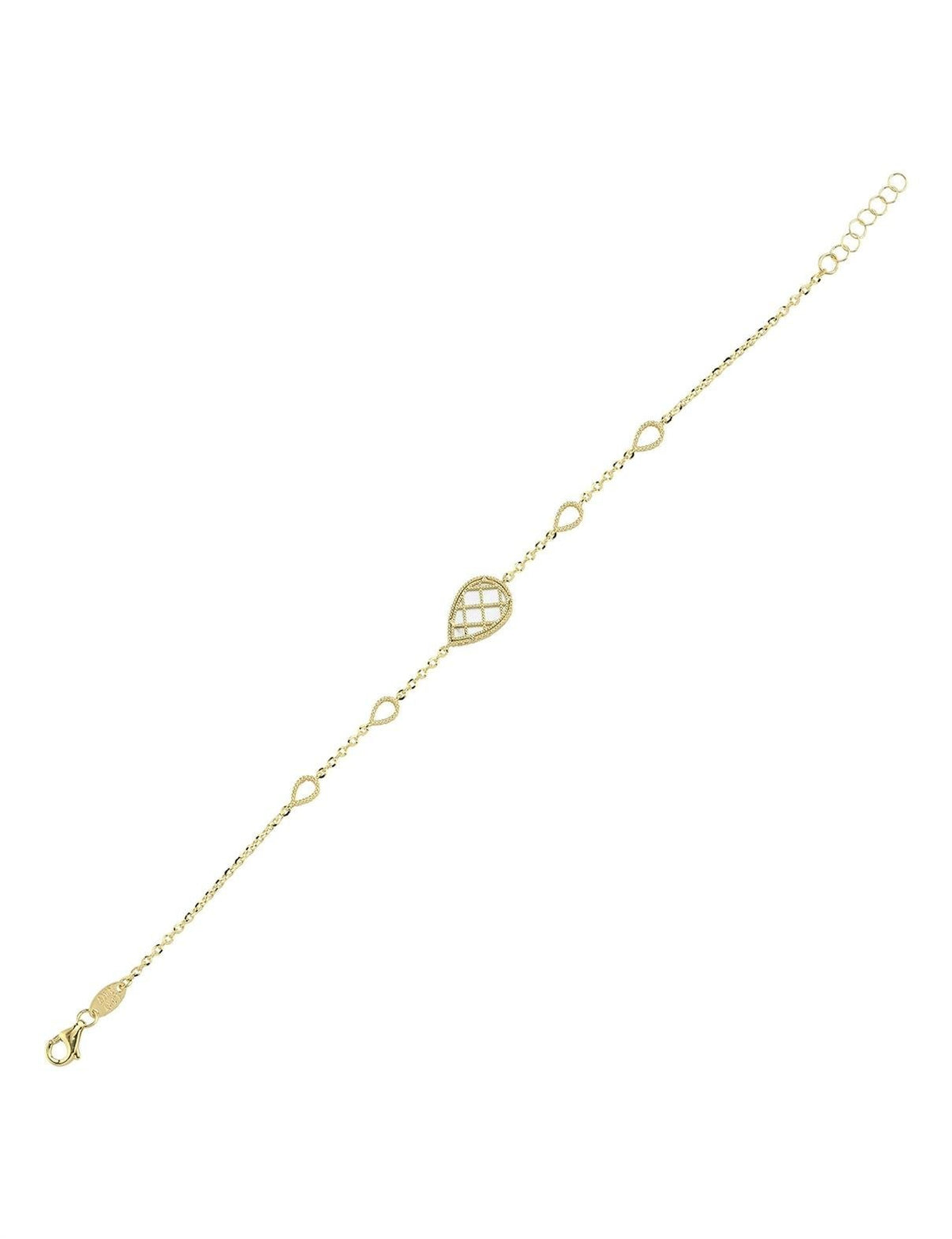 Reversible Green White Mother-of-Pearl Pear Gold Bracelet