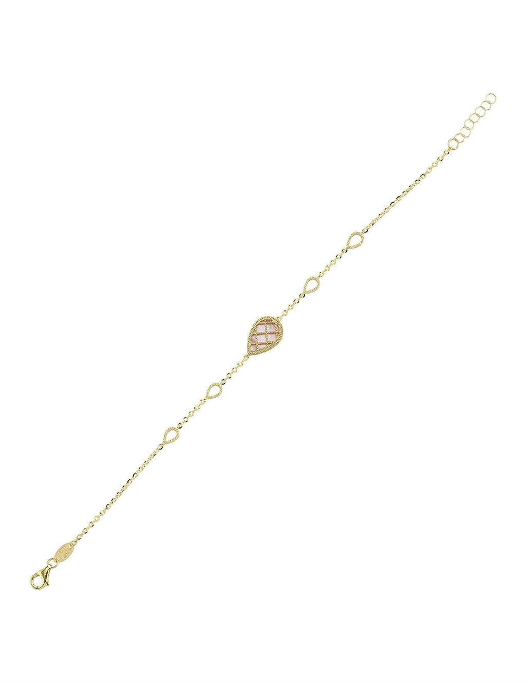 Reversible Pink White Mother-of-Pearl Pear Gold Bracelet