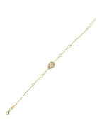 Reversible Pink White Mother-of-Pearl Pear Gold Bracelet