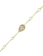Reversible Pink White Mother-of-Pearl Pear Gold Bracelet