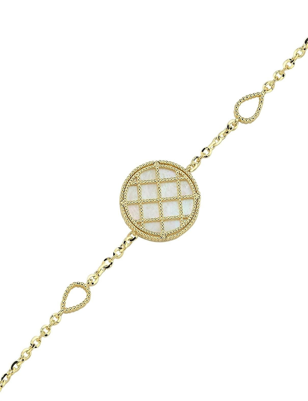 Reversible Pink White Mother-of-Pearl Gold Bracelet