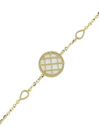 Reversible Pink White Mother-of-Pearl Gold Bracelet
