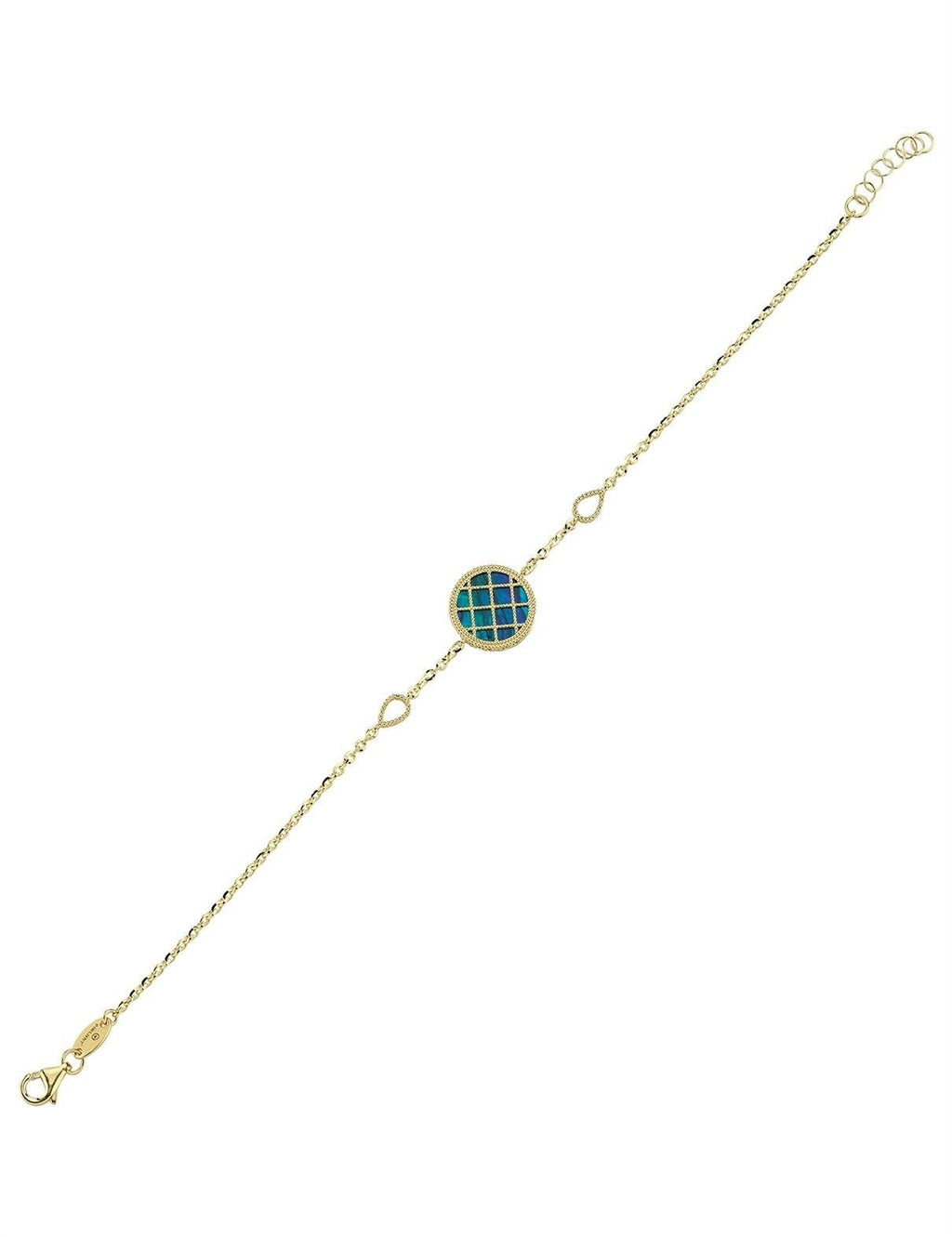Reversible Blue White Mother-of-Pearl Gold Bracelet