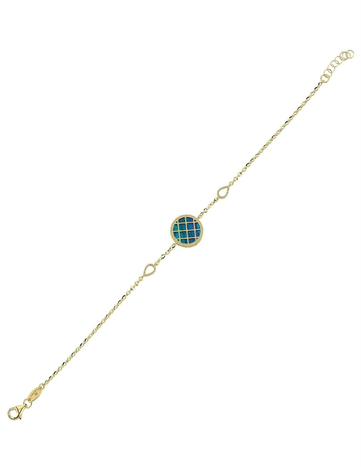 Reversible Blue White Mother-of-Pearl Gold Bracelet