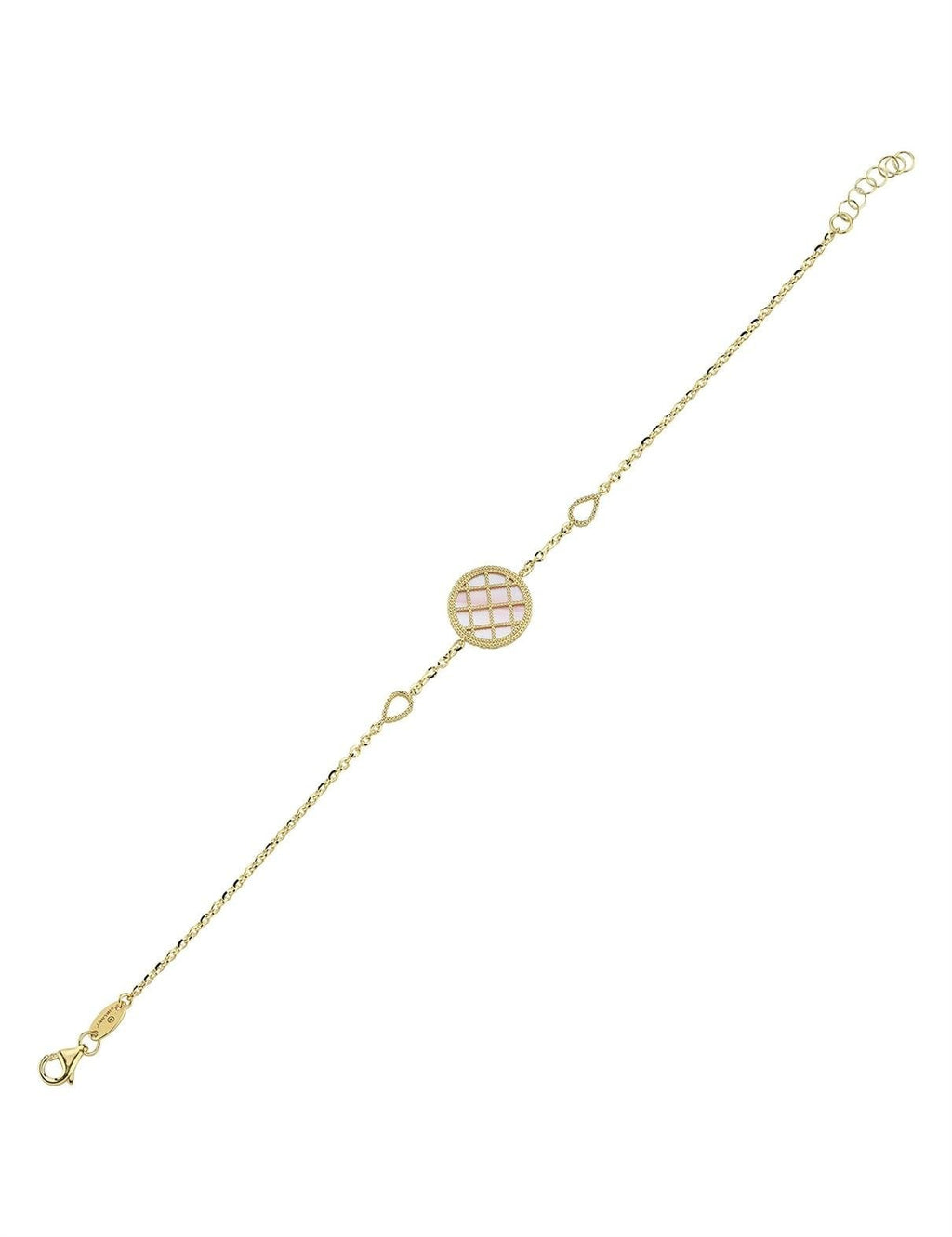 Reversible Pink White Mother-of-Pearl Gold Bracelet