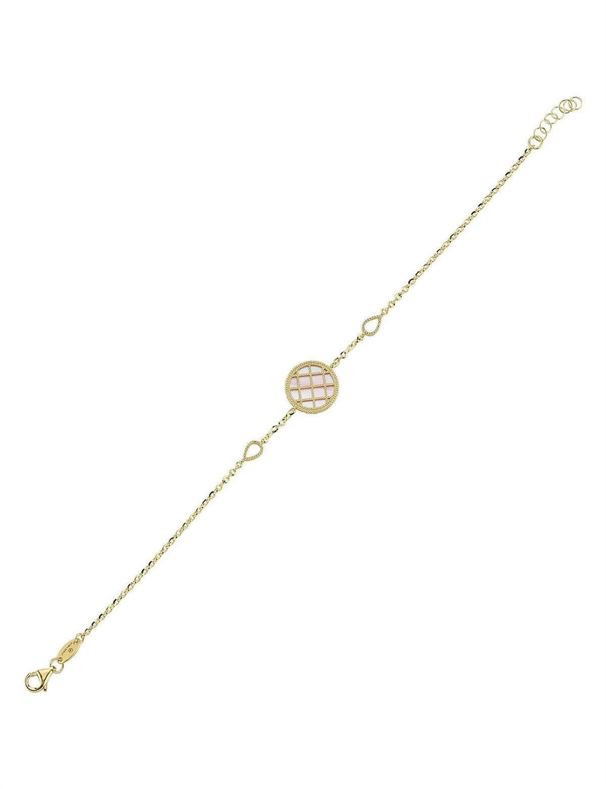 Reversible Pink White Mother-of-Pearl Gold Bracelet