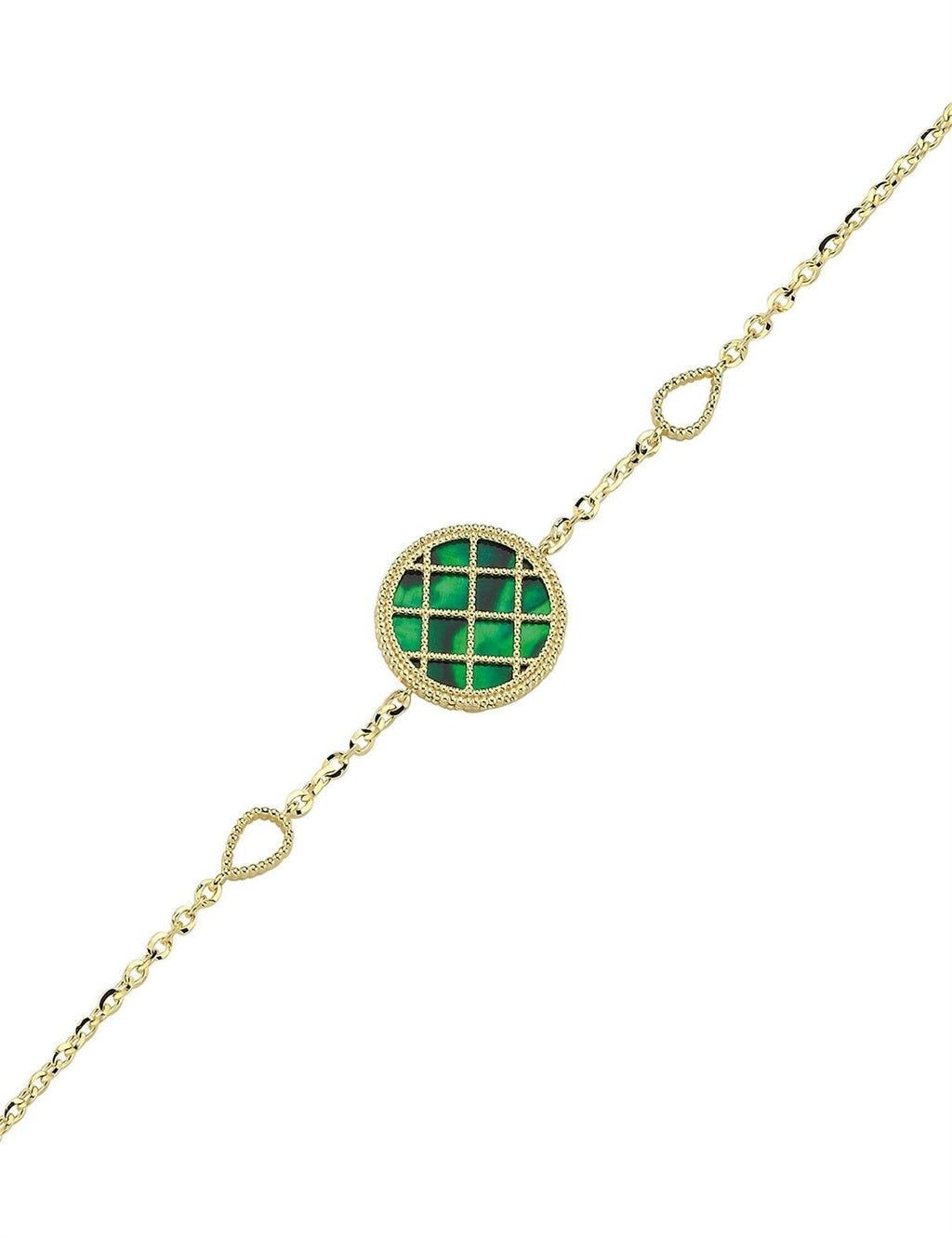 Reversible Green White Mother-of-Pearl Gold Bracelet