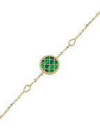 Reversible Green White Mother-of-Pearl Gold Bracelet