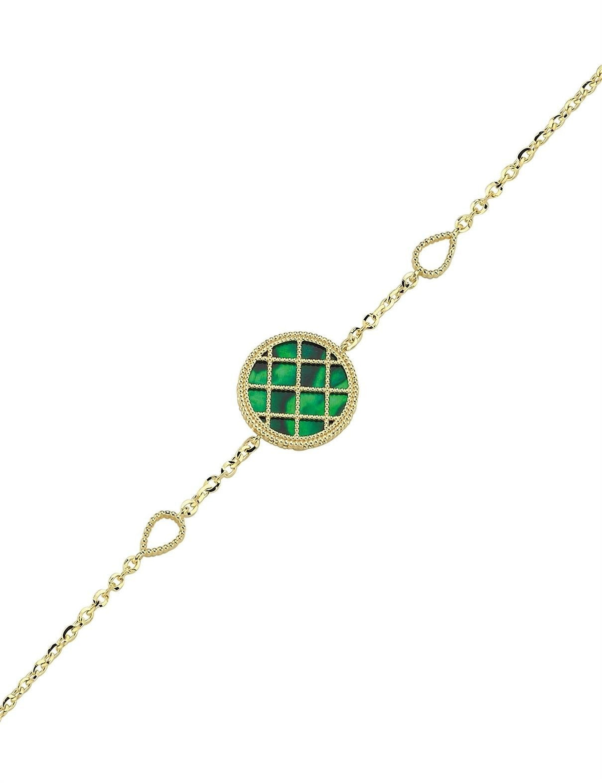 Reversible Green White Mother-of-Pearl Gold Bracelet