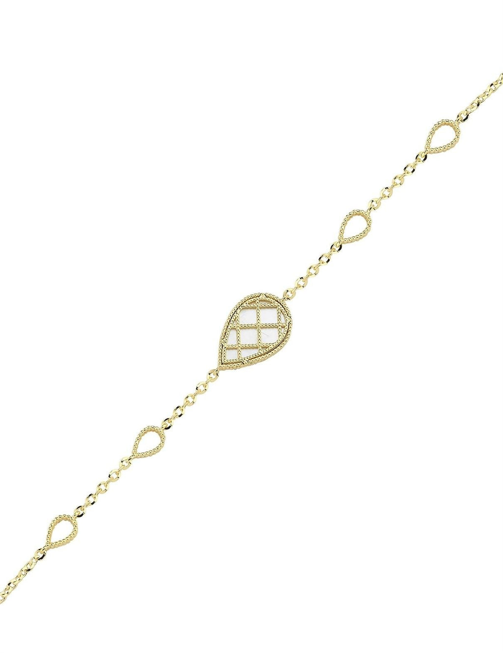 Reversible Blue White Mother-of-Pearl Pear Gold Bracelet
