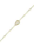Reversible Blue White Mother-of-Pearl Pear Gold Bracelet