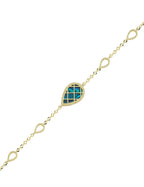 Reversible Blue White Mother-of-Pearl Pear Gold Bracelet